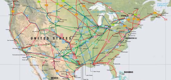 Oil and gas pipeline map of the United States