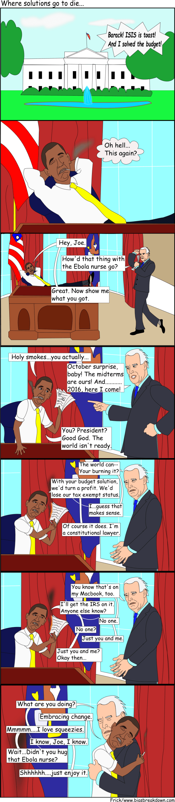 Biden solves the budget crisis while Obama averts the Biden crisis.