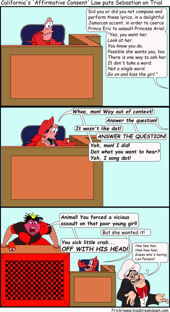 Sebastian from the Little Mermaid battles the Red Queen and the Chef.