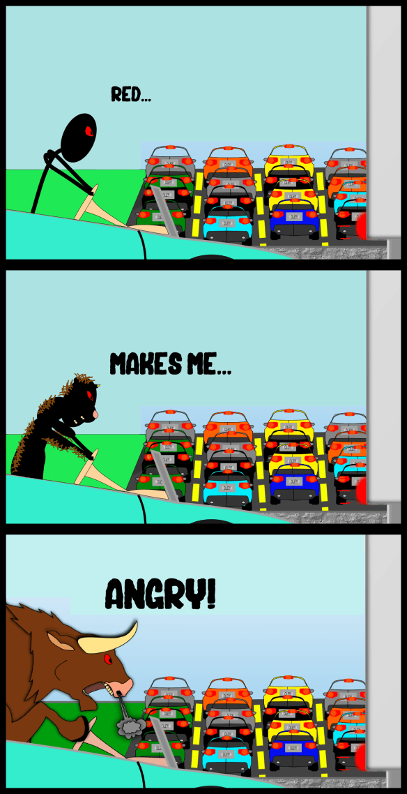 Angry Bull In Traffic